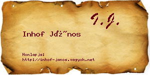 Inhof János névjegykártya